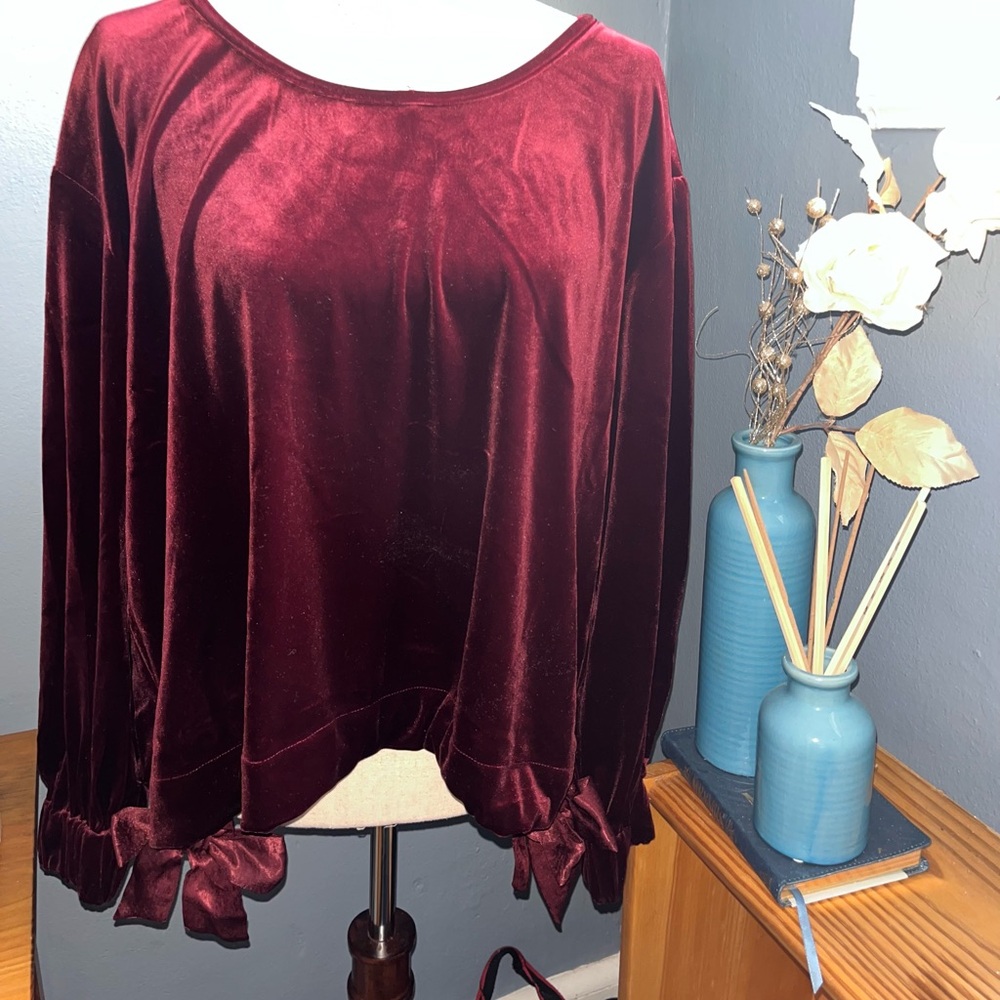Band of Gypsies Rich Burgundy Velvet Blouse